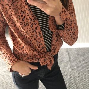 Maison Scotch & Soda Pink Leopard button down top